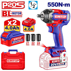 Aku rázový utahovák 20V 550Nm 1/2" 2x4.0Ah Aku rázový utahovák 20V 550Nm 1/2" 2x4.0Ah