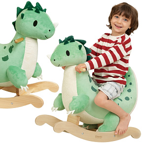 CLASSIC WORLD Měkký plyšovo-dřevěný houpací dinosaurus na lyžinách CLASSIC WORLD Měkký plyšovo-dřevěný houpací dinosaurus na lyžinách