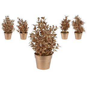 Květina v květináči - 22 cm, Zlatá, 4 varianty, 1ks Květina v květináči - 22 cm, Zlatá, 4 varianty, 1ks