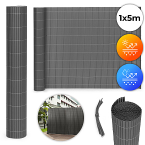 Double-Sided Bamboo Mat 100x500 cm for Balcony, Terrace, Fence Anthracite MultiGarden