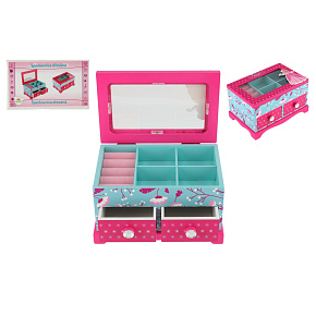 Skříňka šperkovnice Princess 2 zásuvky odklápěcí vrch  dřevo 18x12,5x12cm v krabici