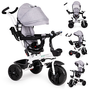 360° Rotating Tricycle with Canopy Grey ECOTOYS
