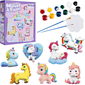 WOOPIE Kreativní sada s barvami DIY Vytvoř sádrové odlitky figurek a namaluj - Sada Jednorožci WOOPIE Kreativní sada s barvami DIY Vytvoř sádrové odlitky figurek a namaluj - Sada Jednorožci