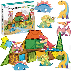 WOOPIE Magnetické Stavební Kostky 7,5 cm Dino 30 ks.