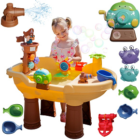 WOOPIE Vodní stolek 2v1 Pískoviště Pirátská loď XL se strojem na výrobu mýdlových bublin WOOPIE Vodní stolek 2v1 Pískoviště Pirátská loď XL se strojem na výrobu mýdlových bublin