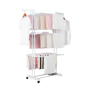 Herzberg HG-8034WHT: Pohyblivý stojan na oblečení - Bílý Herzberg HG-8034WHT: Pohyblivý stojan na oblečení - Bílý