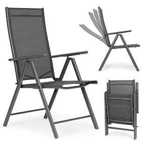 Foldable Steel Garden Chair with Adjustable Backrest, Gray, MultiGarden
