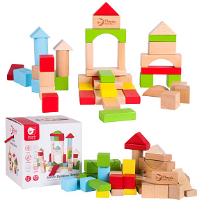 CLASSIC WORLD Dřevěné Kostky Vzdělávací Skládačka 50 ks.