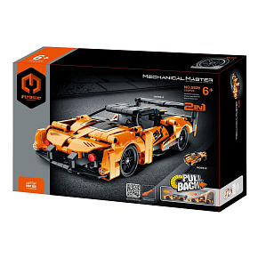 Stavebnice iM.MASTER 2v1 auto na zpětné natažení plast 278 dílků oranžové v krabici 29x20x6cm