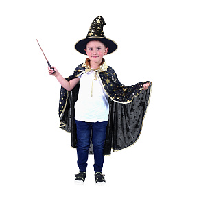 Dětský plášť kouzelníka černý s kloboukem Dětský plášť kouzelníka černý s kloboukem