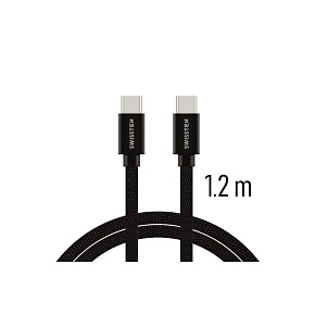 Datový kabel Swissten Textile USB-C / USB-C 1,2m černý