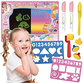 WOOPIE Vodní podložka na malování 2v1 XXL 100x70cm Svítí ve tmě