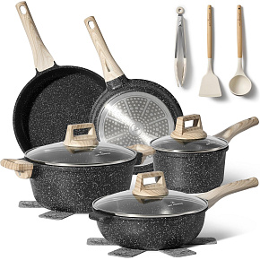 Just Perfecto JL-32: 13dílná sada nádobí z granitu - černá