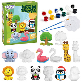 WOOPIE Kreativní sada s barvami DIY Vytvoř sádrové odlitky figurek a namaluj - Sada Zvířátka