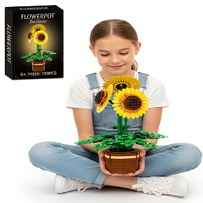 Lebula stavebnice slunečnice v květináči 739 ks. dílů