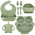 Silikonové nádobí pro děti sova sada 8 kusů zelená