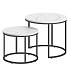 Round Coffee Table Set of 2 - Marble / Black Legs