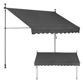 Balcony Sunshade Awning 300x120 cm, Height Adjustable, Waterproof with Hand Crank, Grey, MultiGarden Balcony Sunshade Awning 300x120 cm, Height Adjustable, Waterproof with Hand Crank, Grey, MultiGarden
