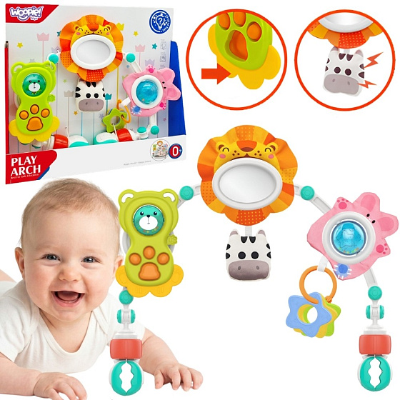 WOOPIE BABY Luk Senzorický Oblouk Do Postýlky A Kočárku Zvířata Lev Medvěd