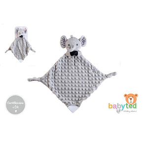 Slon usínáček babyted kousátko, chrastítko plyš 25x25cm  na kartě v sáčku 0m+