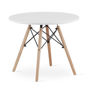 Modern Scandinavian coffee table, white round top, 60 cm