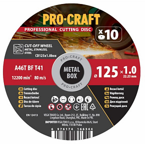 Sada řezných kotoučů Procraft CD125x1.0b Sada řezných kotoučů Procraft CD125x1.0b