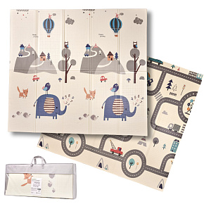 Pěnová oboustranná skládací vzdělávací podložka sloni les 180 x 200 cm Pěnová oboustranná skládací vzdělávací podložka sloni les 180 x 200 cm